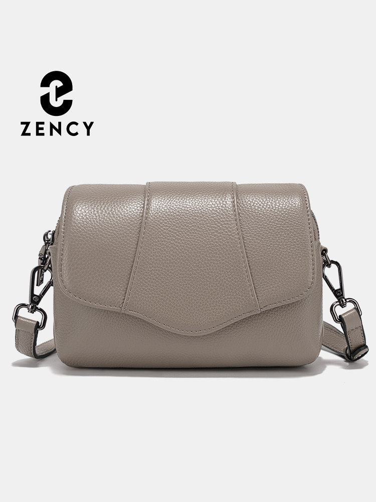 Women Bags Grey - حقيبة كتف نسائية من الجلد الطبيعي