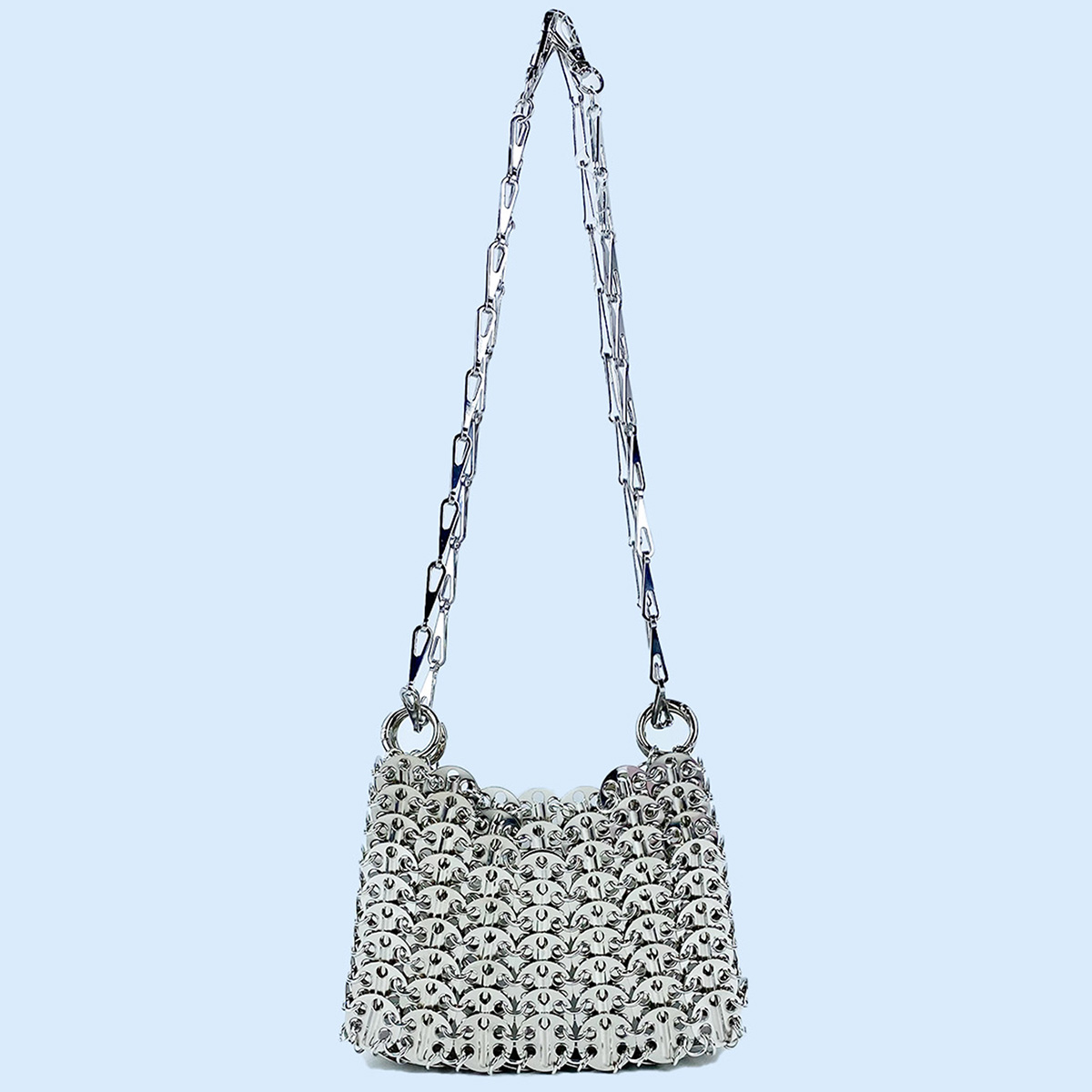Women Bags Low Price - حقيبة فضية لامعة مصنوعة يدويًا منسوجة