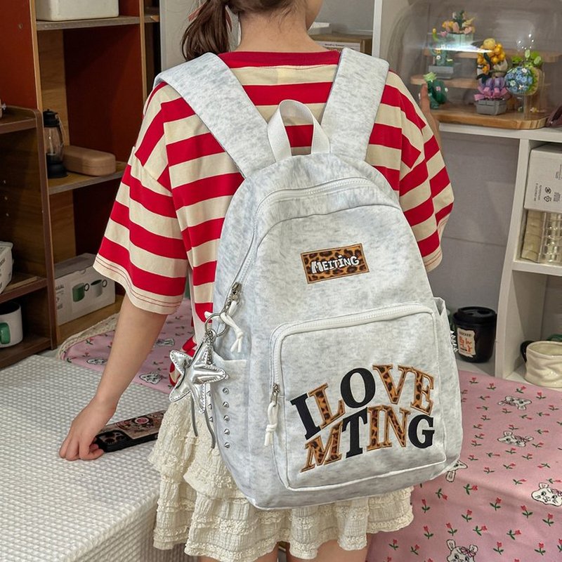 Women Bags Grey - حقيبة ظهر رمادية للنساء بتصميم Y2K،