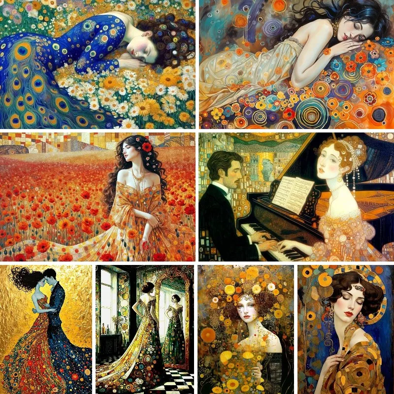 Women Bags Golden - كليمت ستايل صورة امرأة ذهبية جميلة