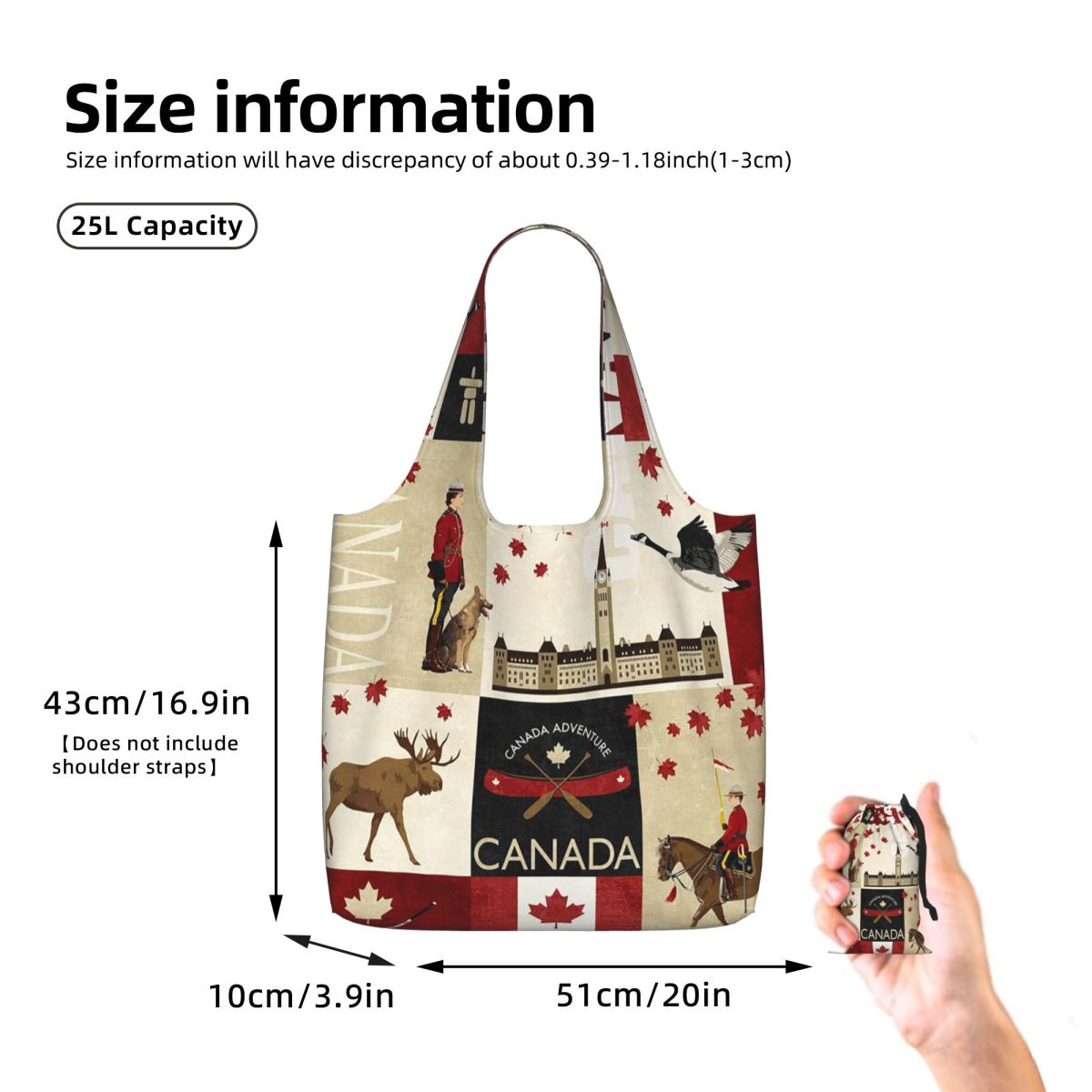 حقيبة تسوق قماشية كبيرة السعة  - مراجعة Women Bags In Canada وسعره